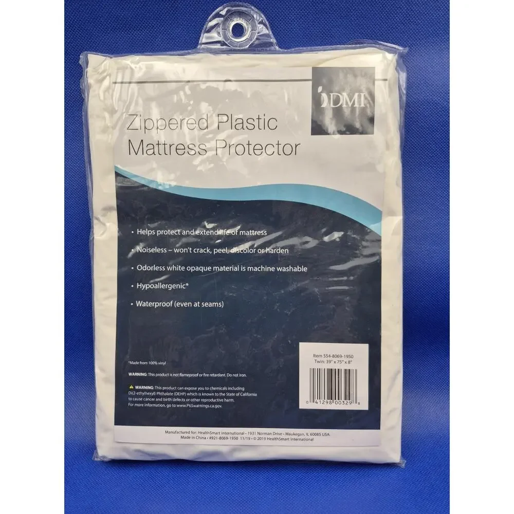 Zippered Plastic Twin Mattress Protector Hypoallergenic Waterproof DMI